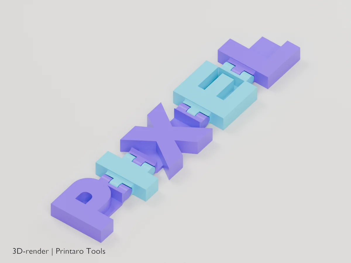 Flexi Name, print layout, closer view from above (3D render)