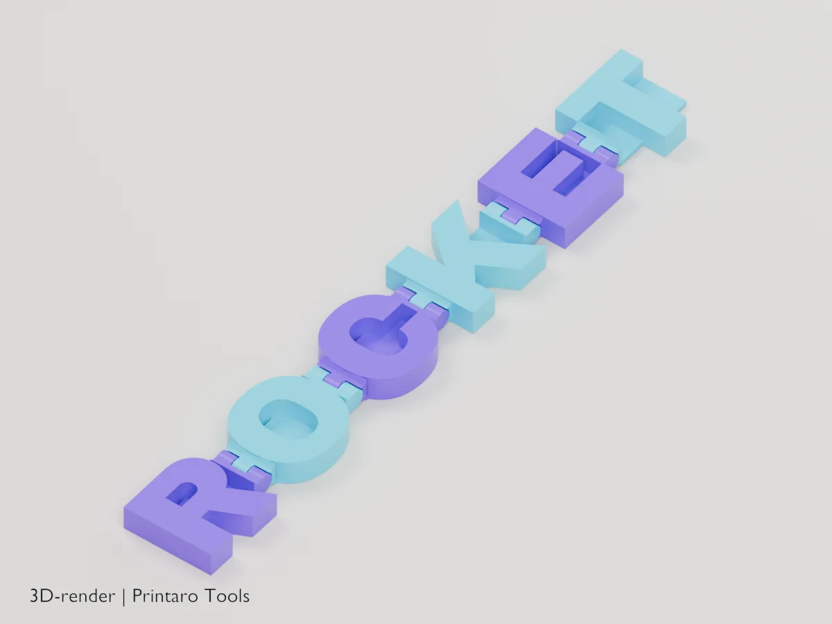 Flexi Name, bold, closer view from above (3D render)