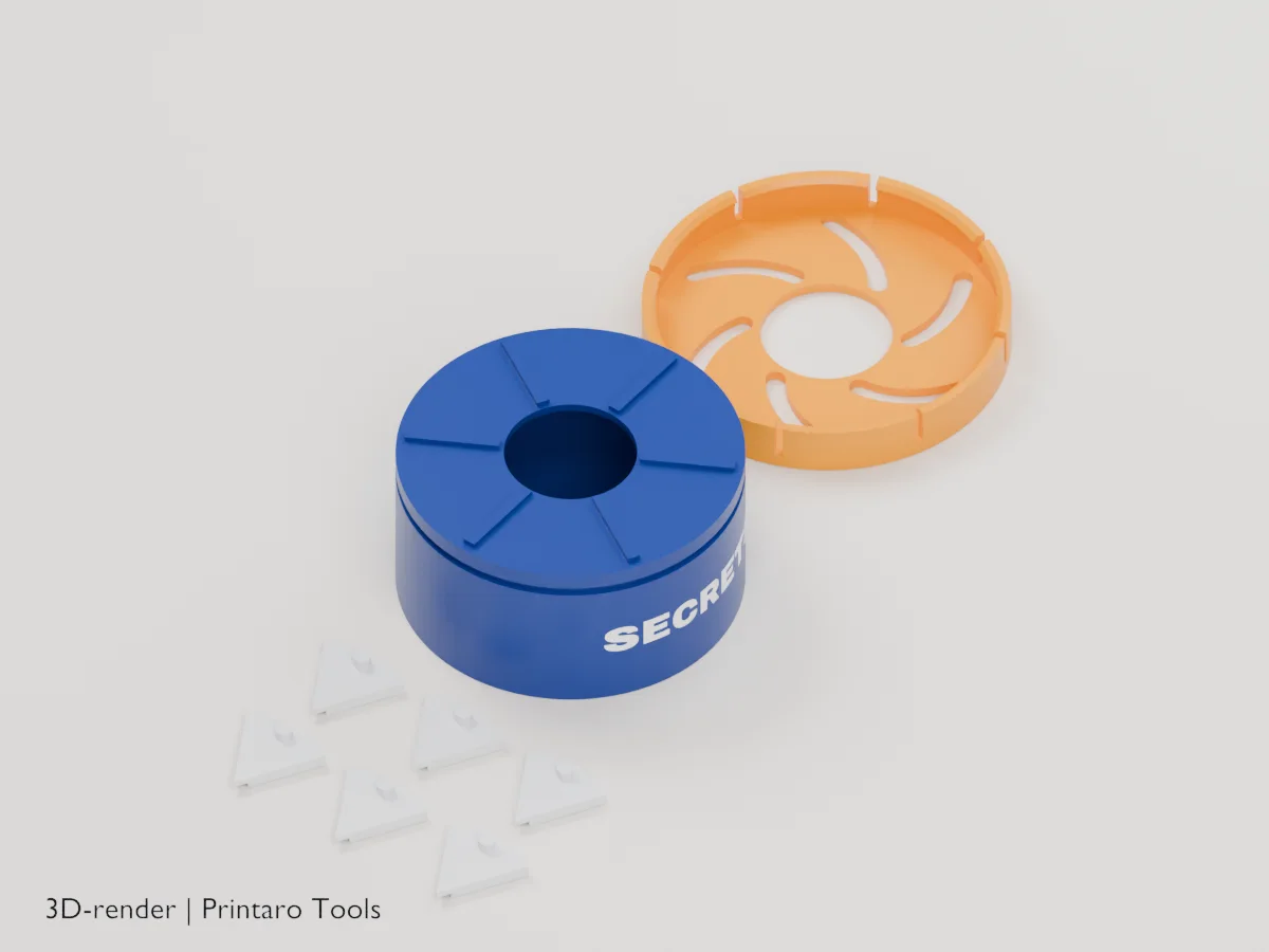 Iris Box, print layout, closer view from above (3D render)