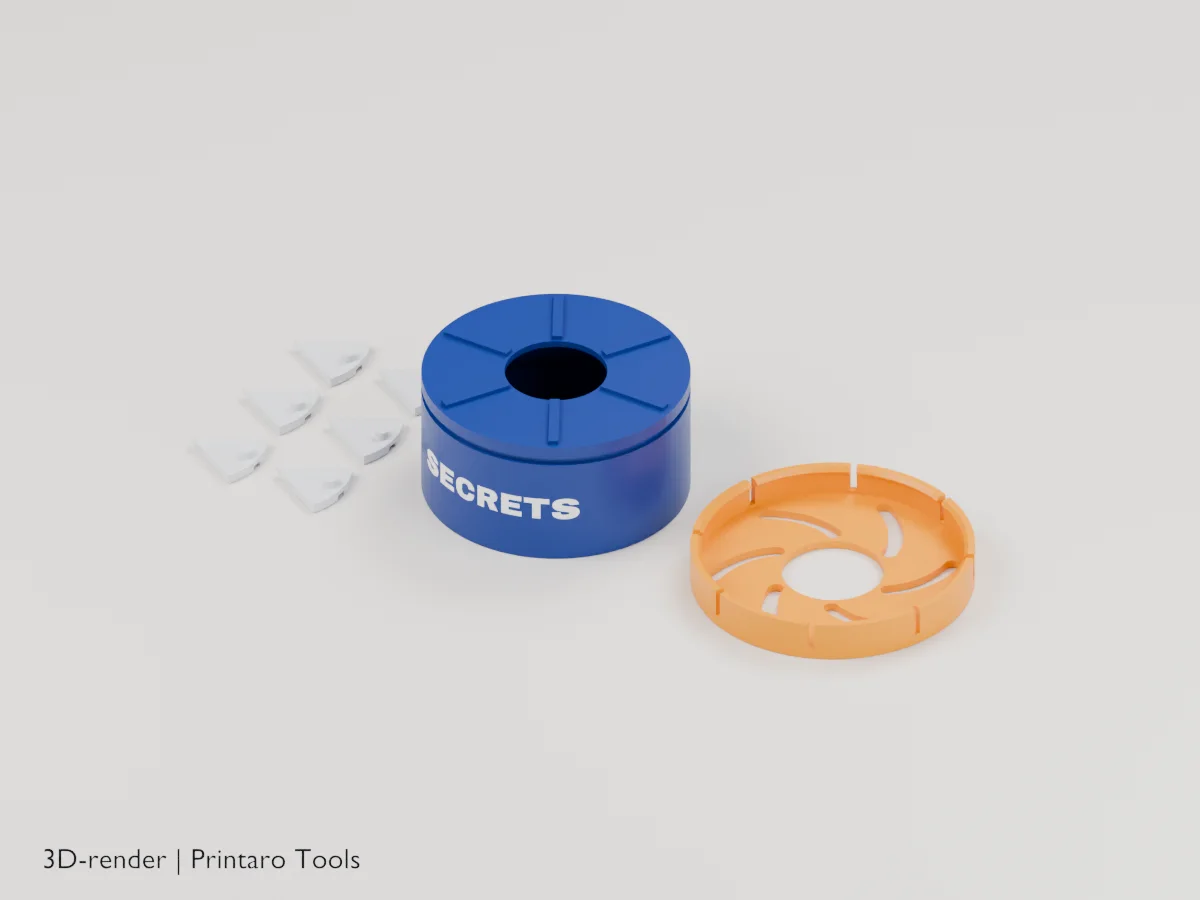 Iris Box, print layout (3D render)