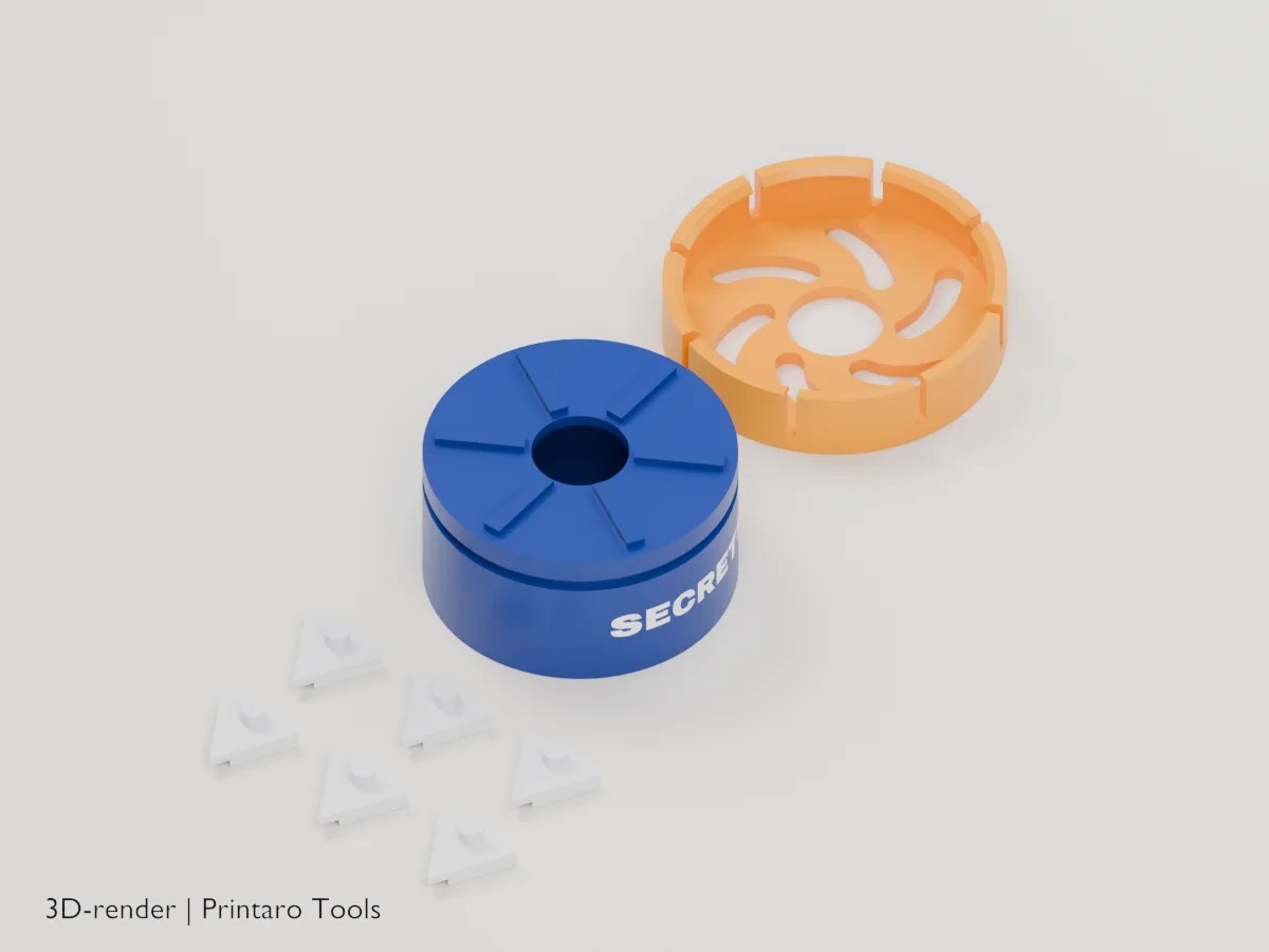 Iris Box, small 50, closer view from above (3D render)