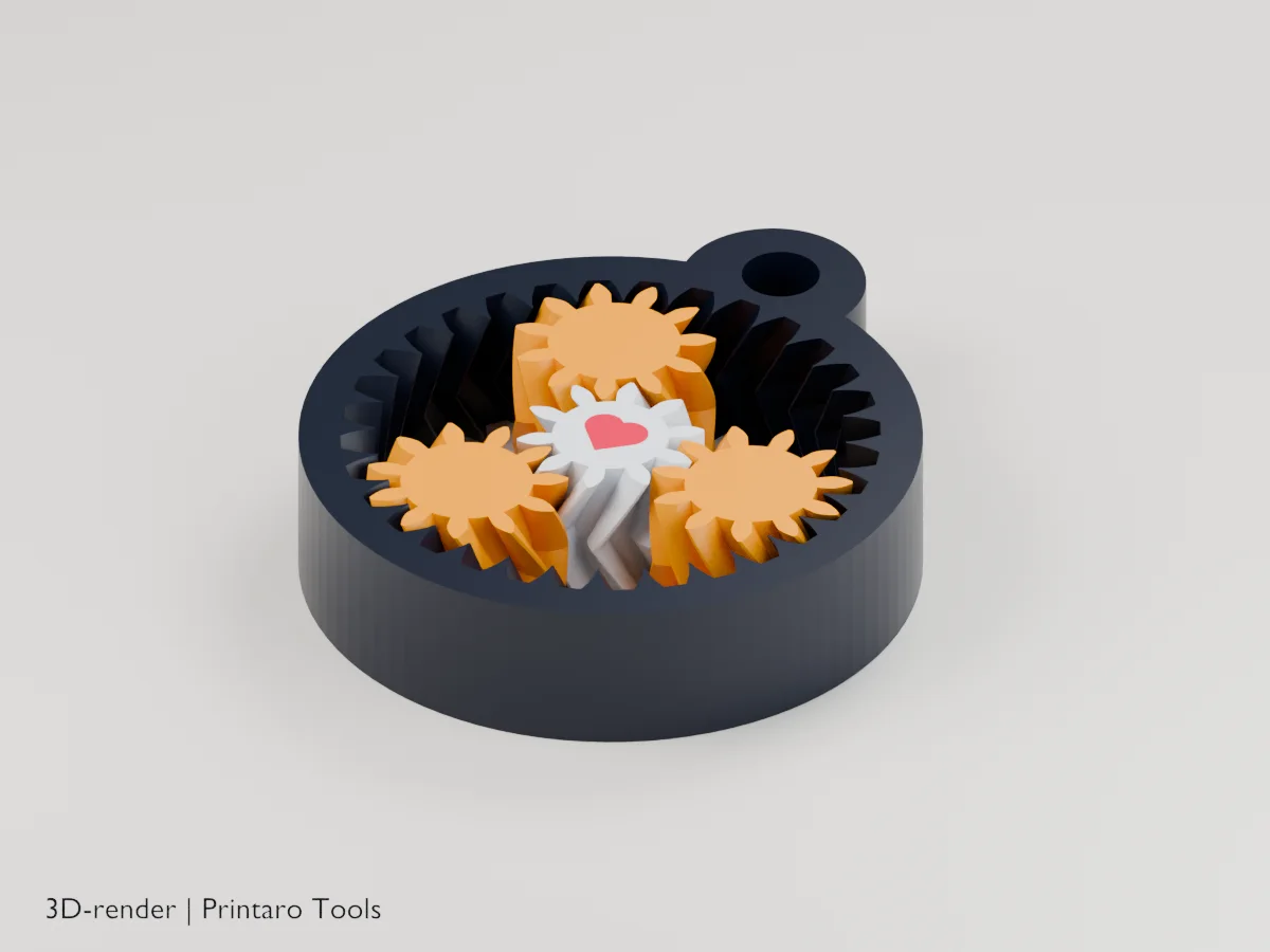 Planetary Gear Fidget, keyring 40 (3D render)