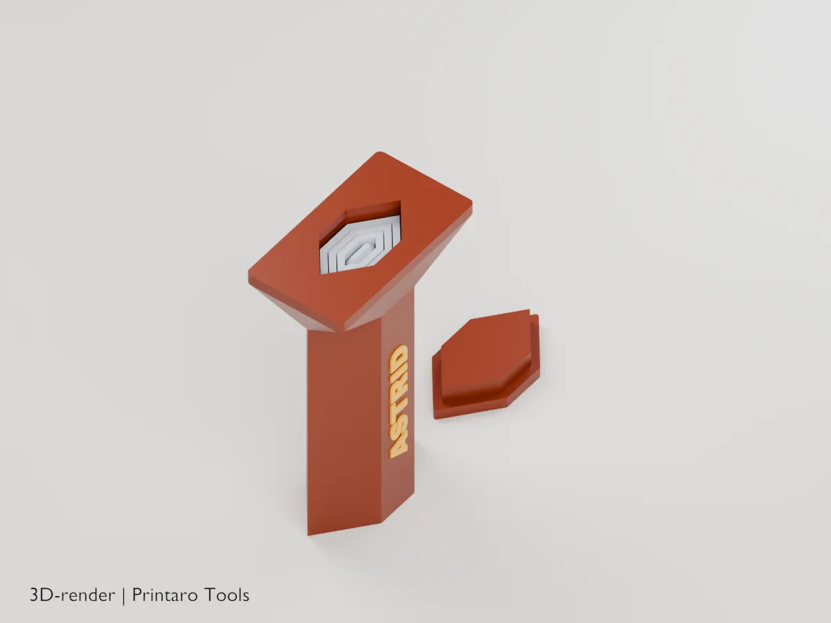 Telescoping Sword, print layout, closer view from above (3D render)
